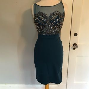 Terani Couture Sheer Bodice Cocktail Dress